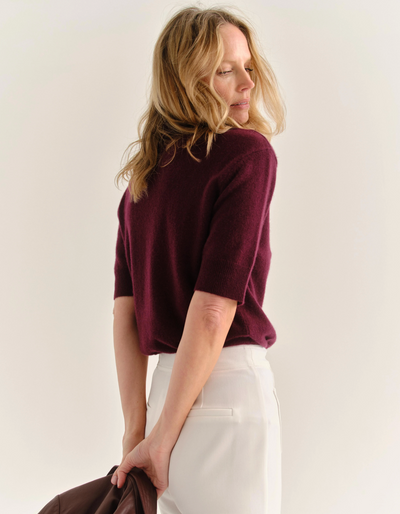 Belle Short Sleeve Turtleneck - Wine