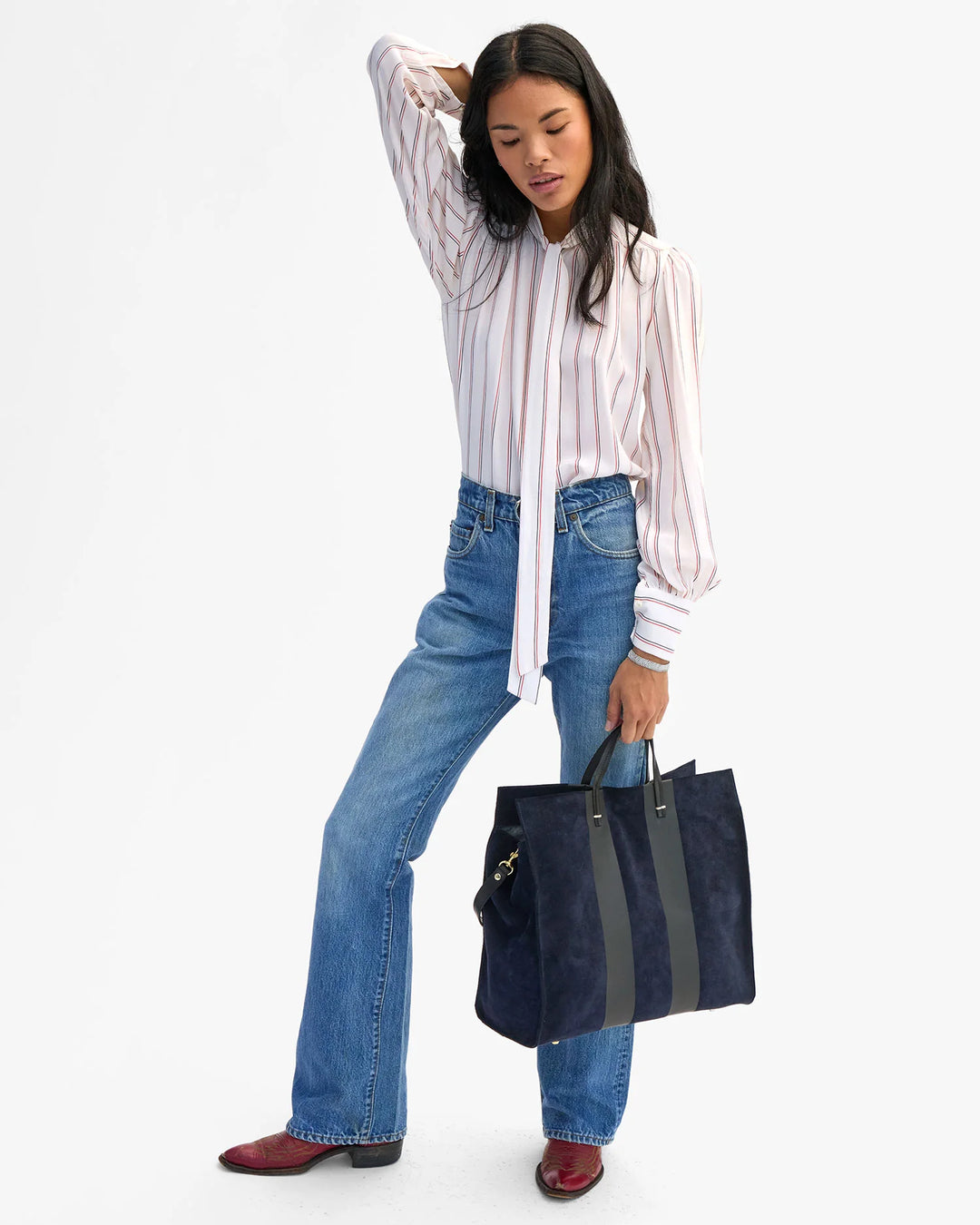 Simple Tote - Navy w/ Racing Stripes