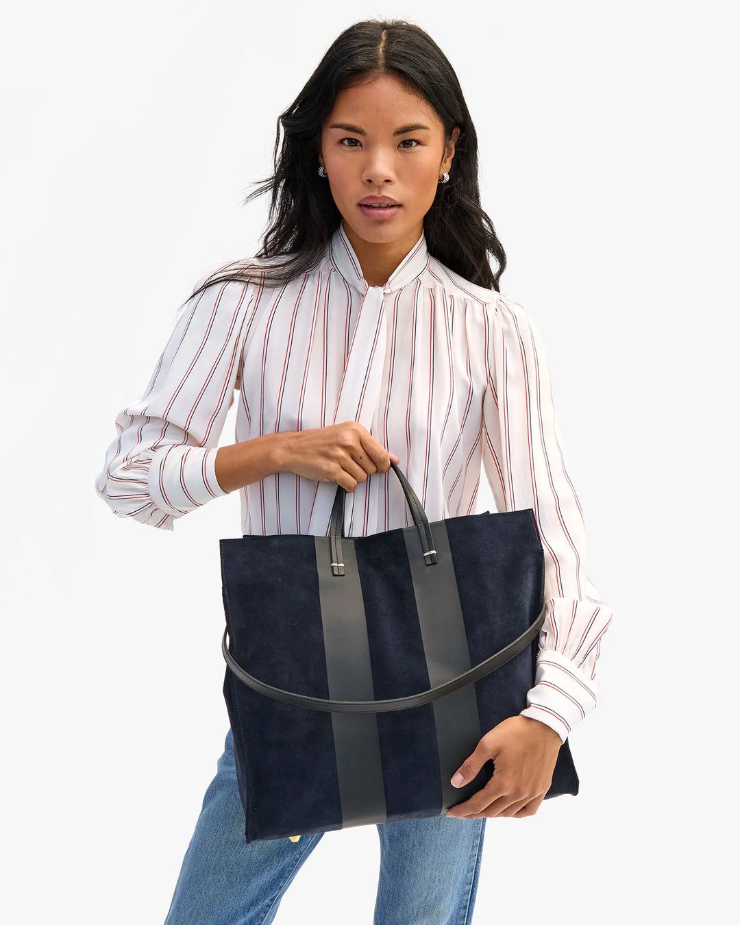 Simple Tote - Navy w/ Racing Stripes