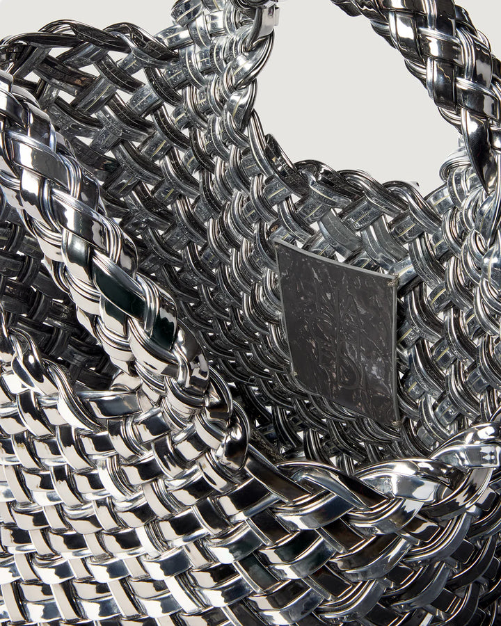 St. Barths Petit Tote Double Weave Metallic - Pewter