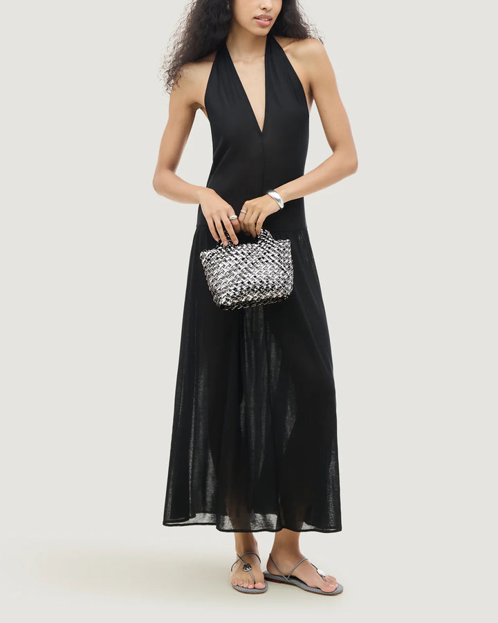 St. Barths Petit Tote Double Weave Metallic - Pewter