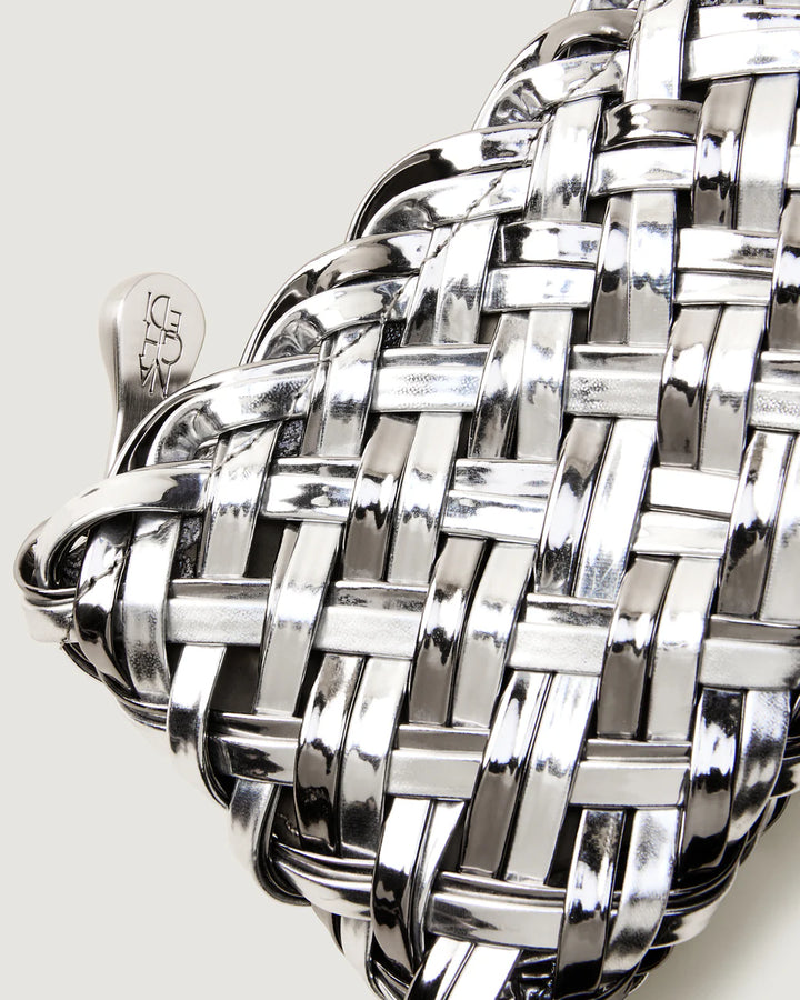 St. Barths Petit Tote Double Weave Metallic - Pewter