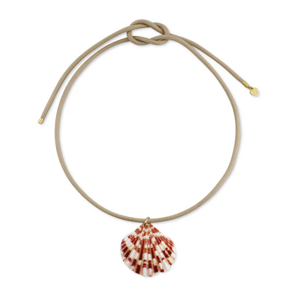 Dune Ecru Cord Necklace with Striped Shell