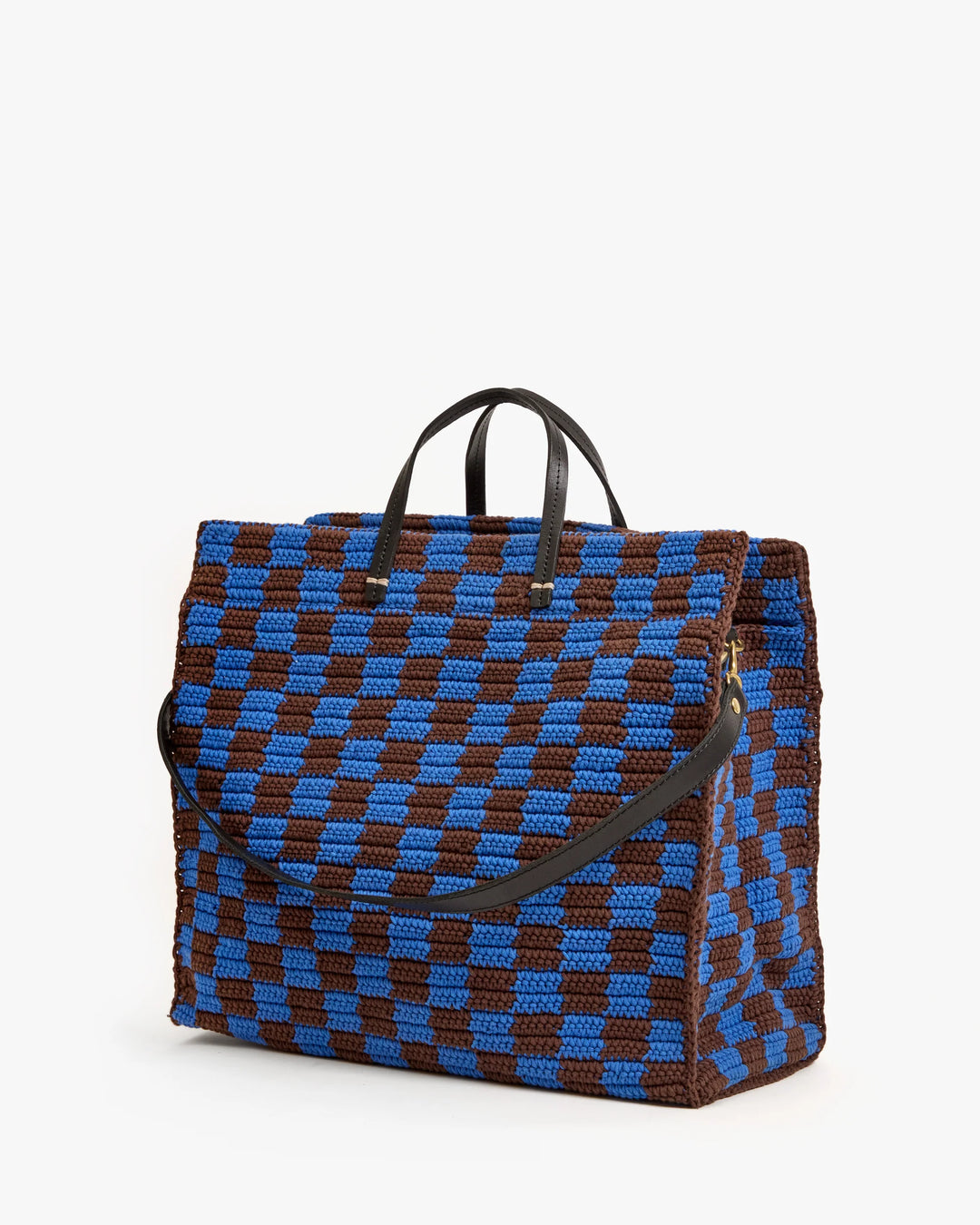 Summer Simple Tote - Deep Blue/Chocolate Checker