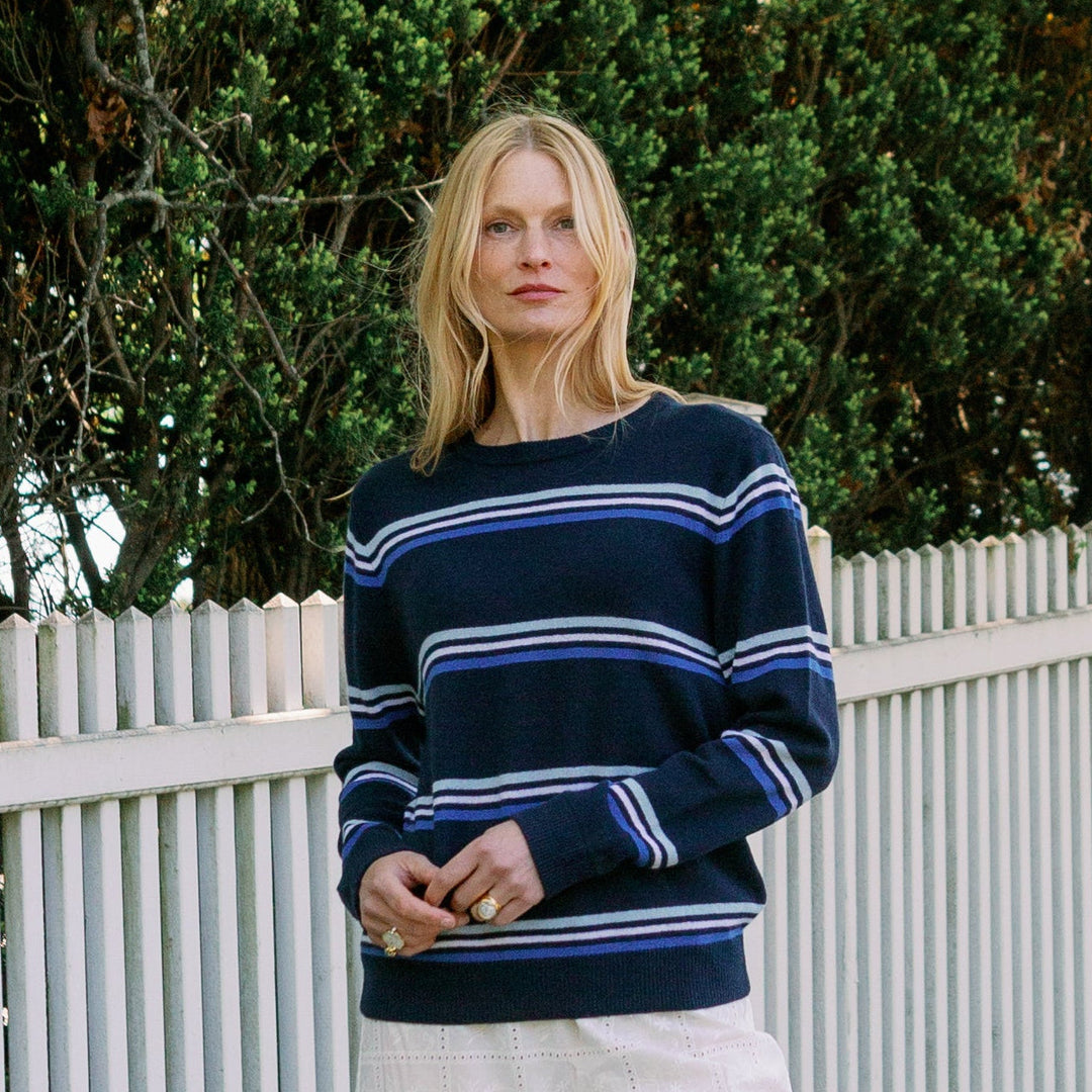 Grayson Crewneck- Blue Stripe