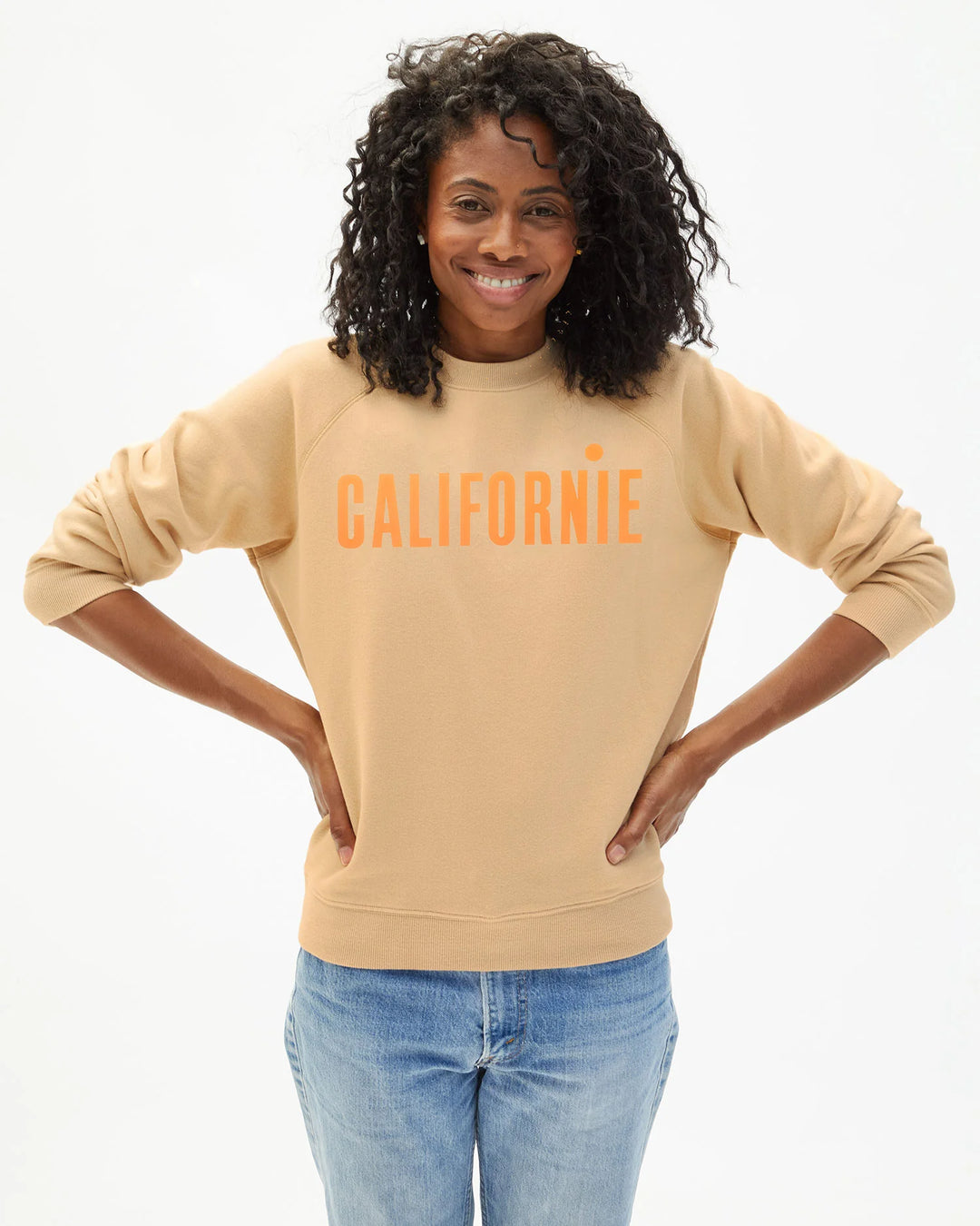 Sweatshirt - Sand w/ Neon Orange Californie