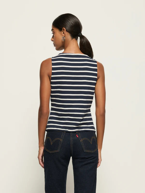 Terri Tie Tank - Navy Playa Stripe