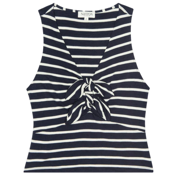 Terri Tie Tank - Navy Playa Stripe