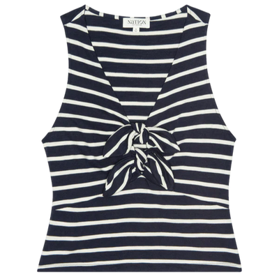 Terri Tie Tank - Navy Playa Stripe