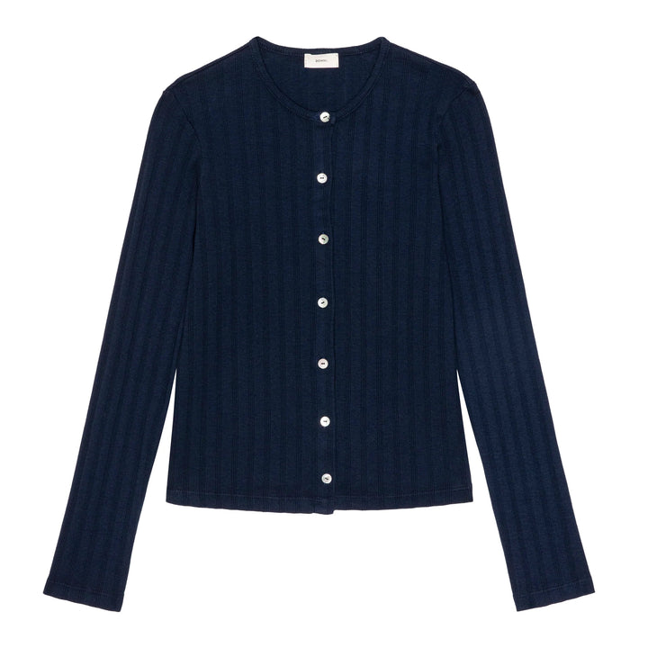 The Varied Rib Cardigan - Navy
