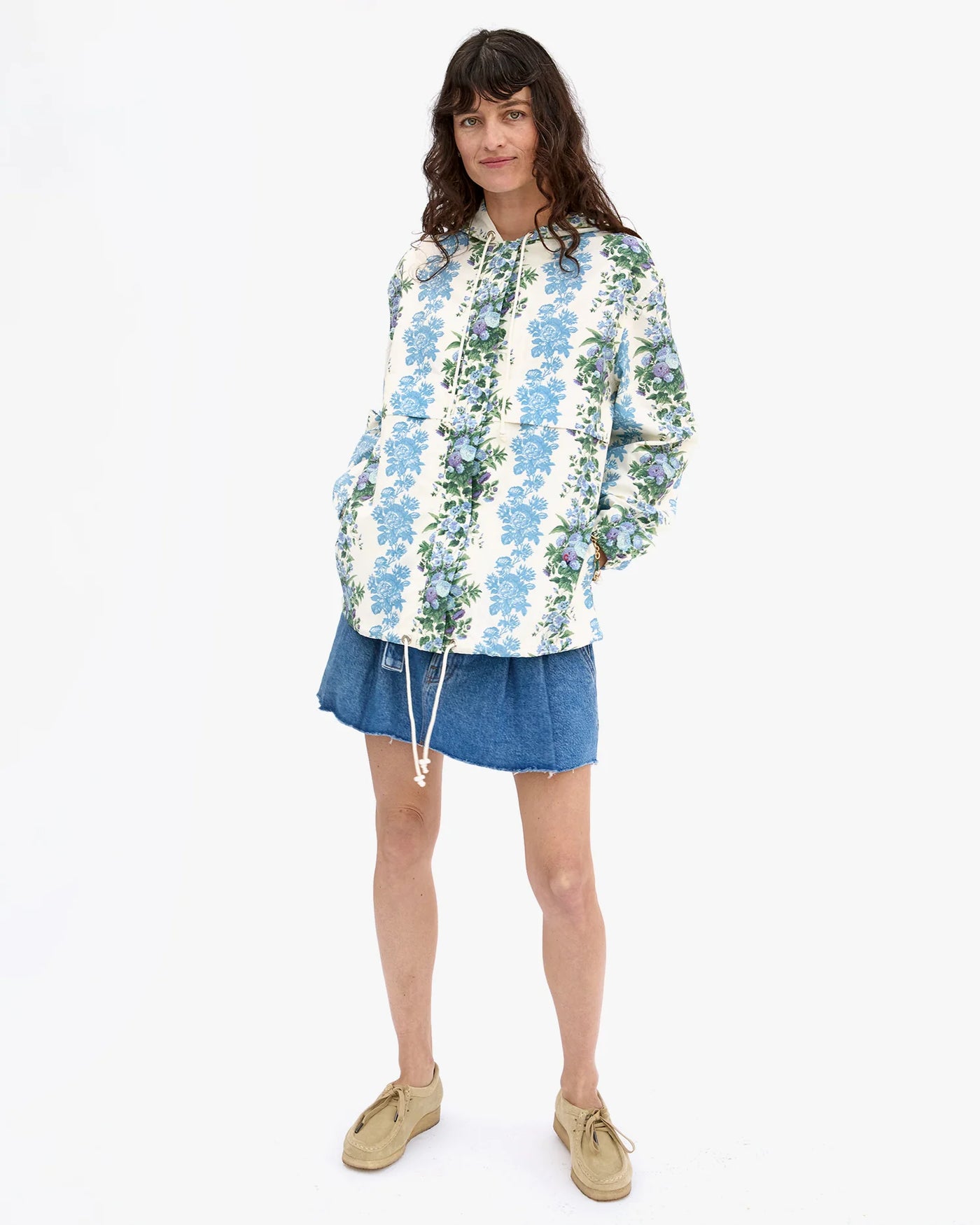 Theo Anorak Jacket - Blue Floral Stripe