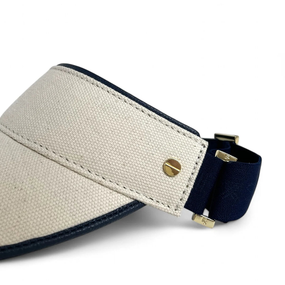 The Play & Aprés Visor - Natural Canvas/Navy Leather