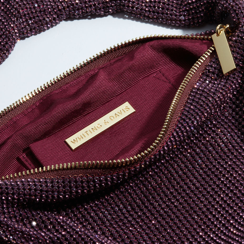 Farrah Crystal Hobo Bag - Wine Crystal