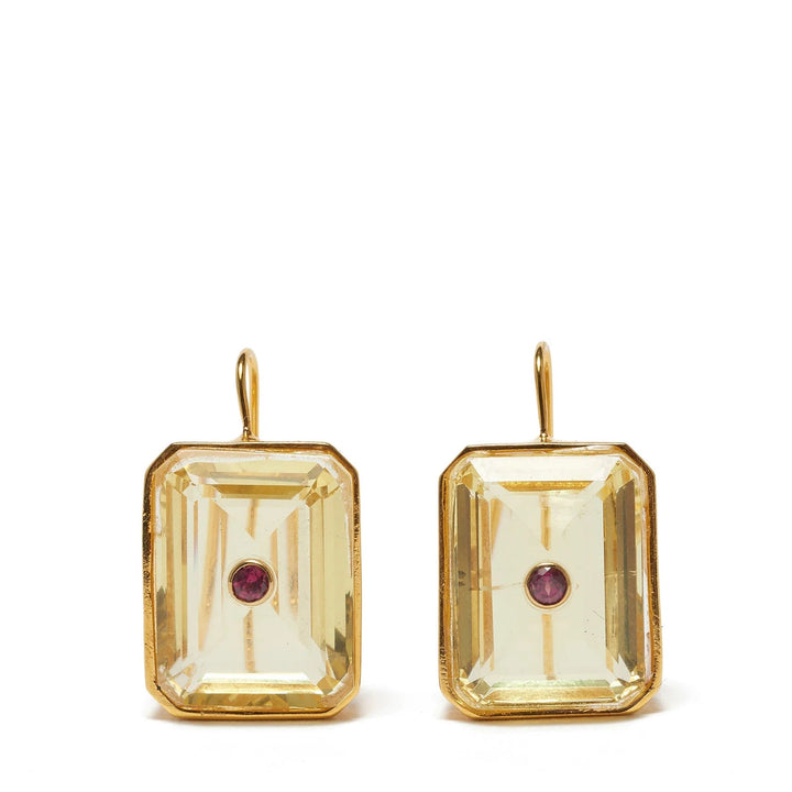 Tile Earrings - Citrine