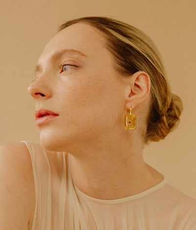 Tile Earrings - Citrine
