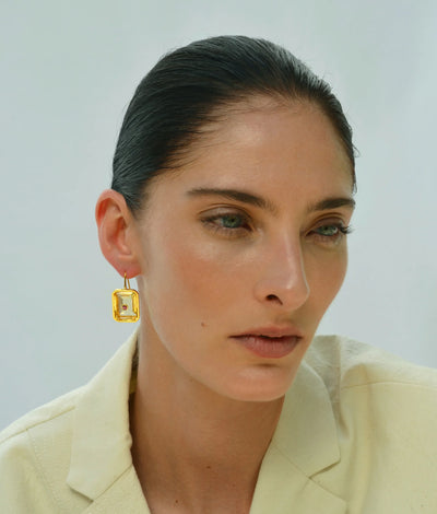 Tile Earrings - Citrine