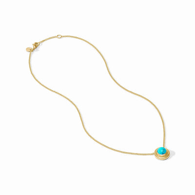 Wave Stone Delicate Necklace- Iridescent Chalcedony Blue