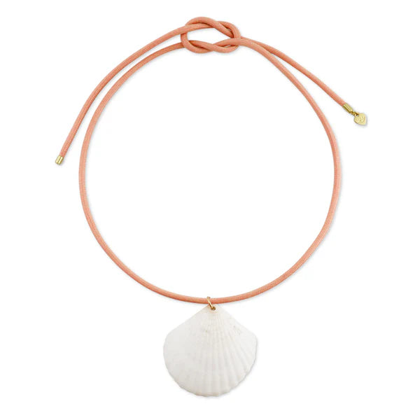 Pink Cord Necklace with White Scallop