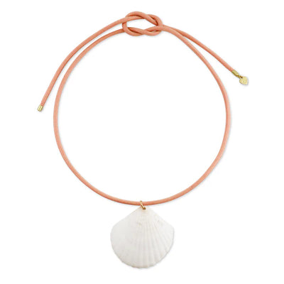 Pink Cord Necklace with White Scallop