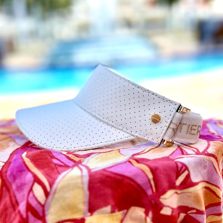 The Leather Visor - White & Gold