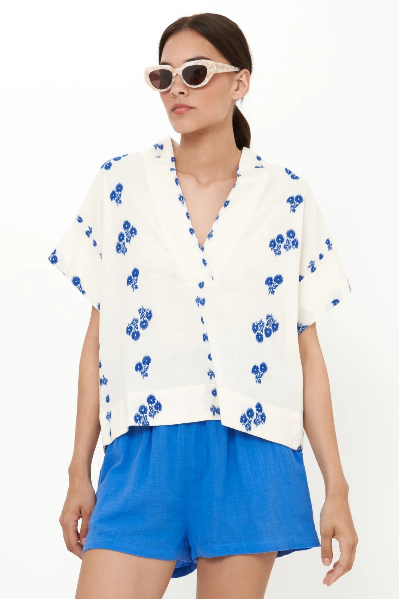 V-Neck Top - Wicklow Blue