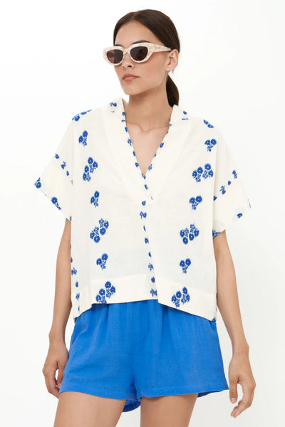 V-Neck Top - Wicklow Blue