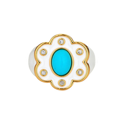 Willow Dahlia Ring - Ivory/TQ