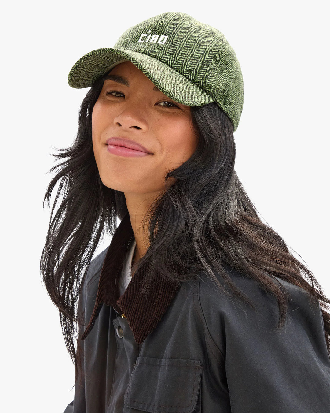 Wool Baseball Hat - Green/Black Embroidered Petit Ciao