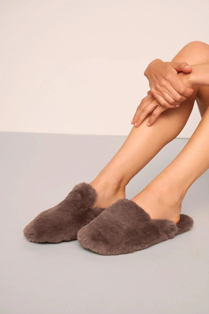 Plush Mule Slipper - Toffee