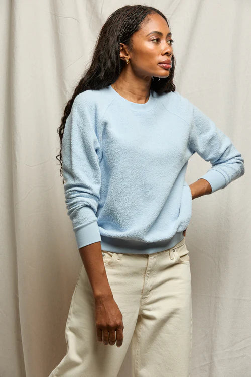 Ziggy Reverse Fleece Shrunken Crew - Powder Blue
