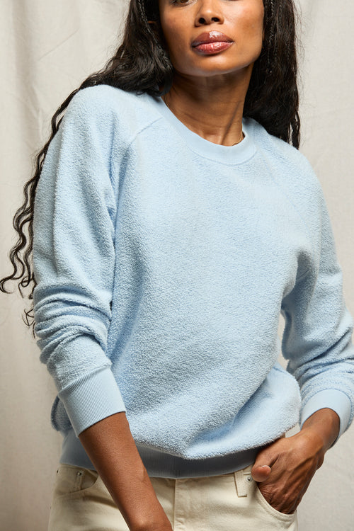 Ziggy Reverse Fleece Shrunken Crew - Powder Blue