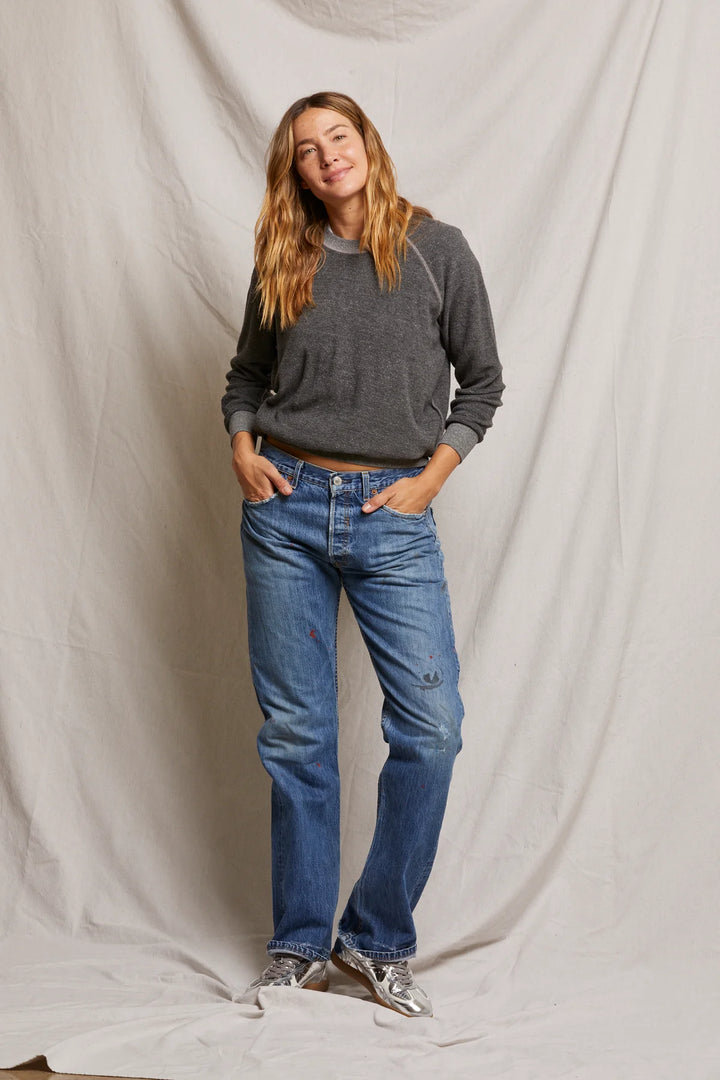 Ziggy Reverse Fleece Shrunken Crew Neck Sweatshirt - Heather Grey