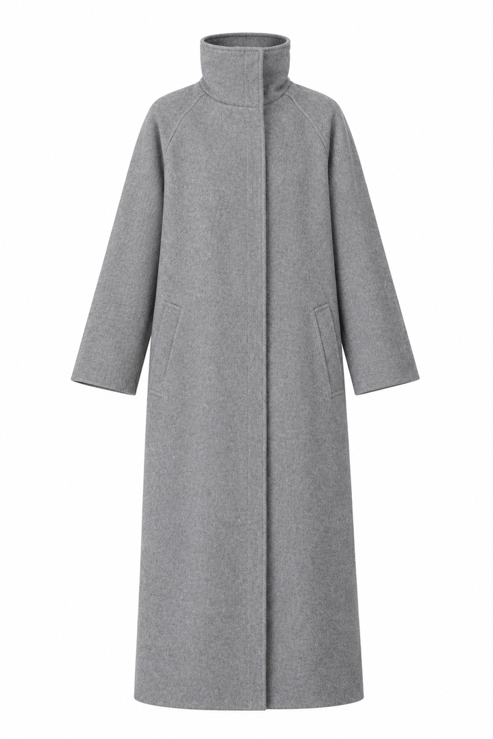 Funnel Neck Maxi Coat - Winter Twig