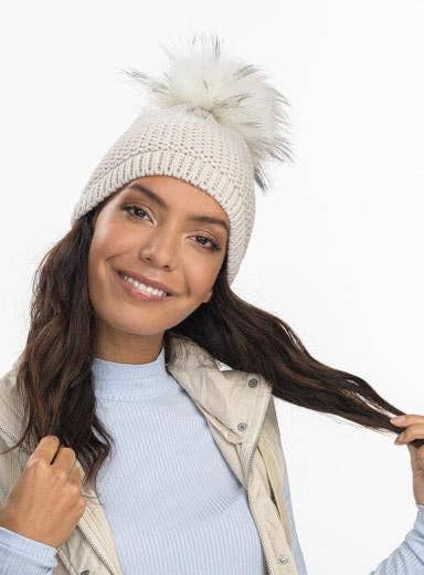 Ivory Pom Pom Hat