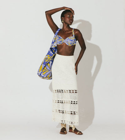 Adela Hand Crochet Midi Skirt - Ivory