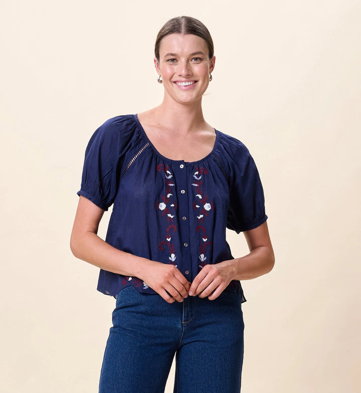 Adeline Blouse - Navy