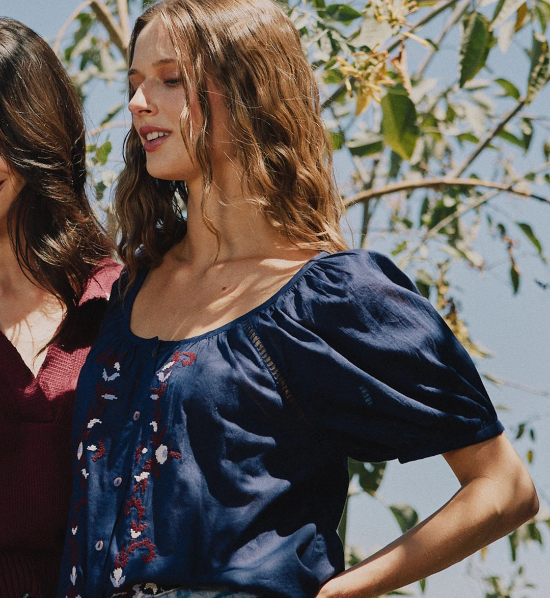 Adeline Blouse - Navy