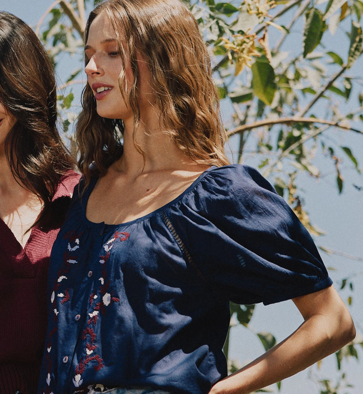 Adeline Blouse - Navy