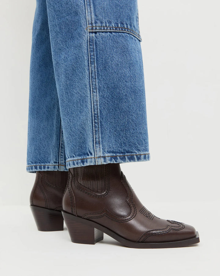 Agnes Western Bootie - Brown