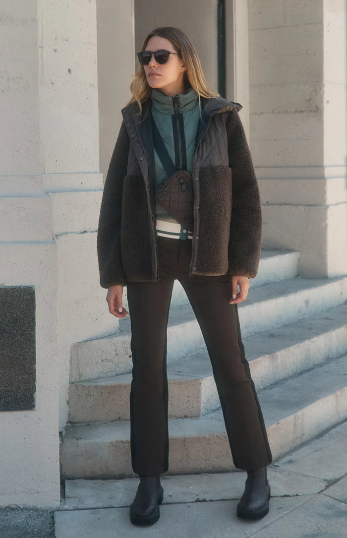 Tahoe Hooded Shearling Jacket - Coffee