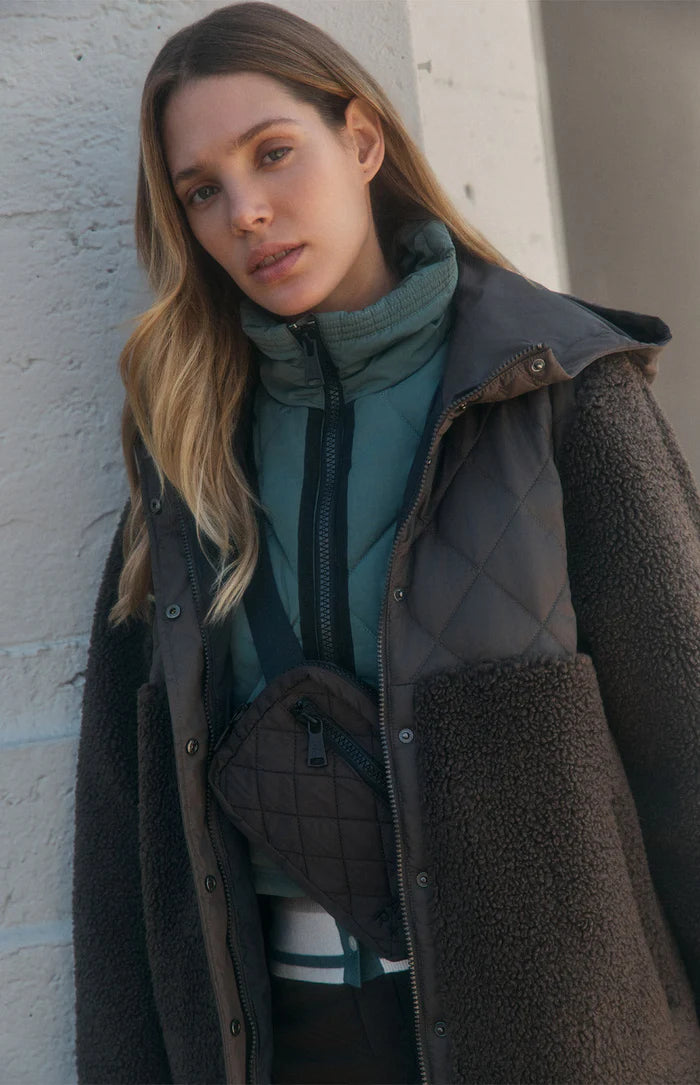 Tahoe Hooded Shearling Jacket - Coffee