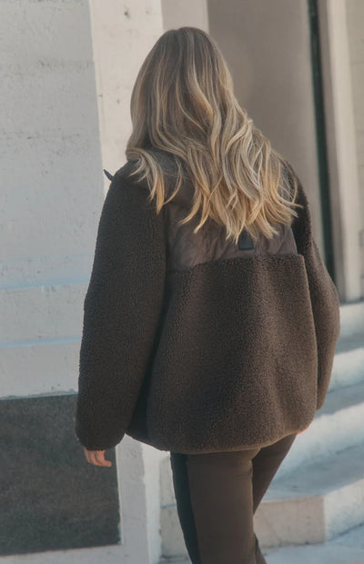 Tahoe Hooded Shearling Jacket - Coffee