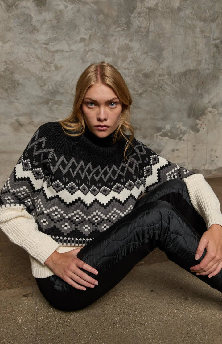 Leighton Mock Neck Ski Sweater - Black