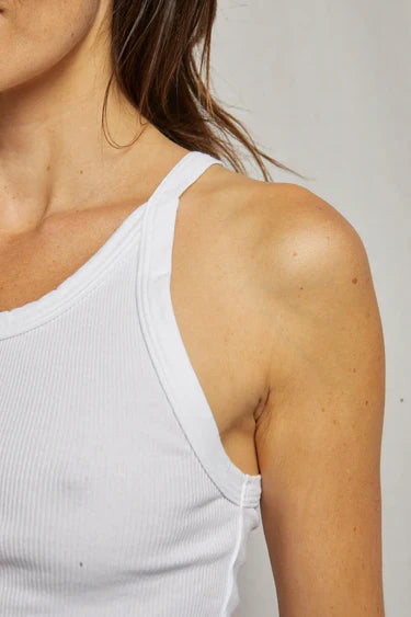 Annie Recycled Cotton Ribbed Tank - White
