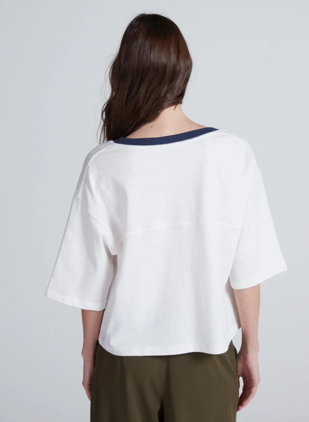 Football Tee - Natural/Navy