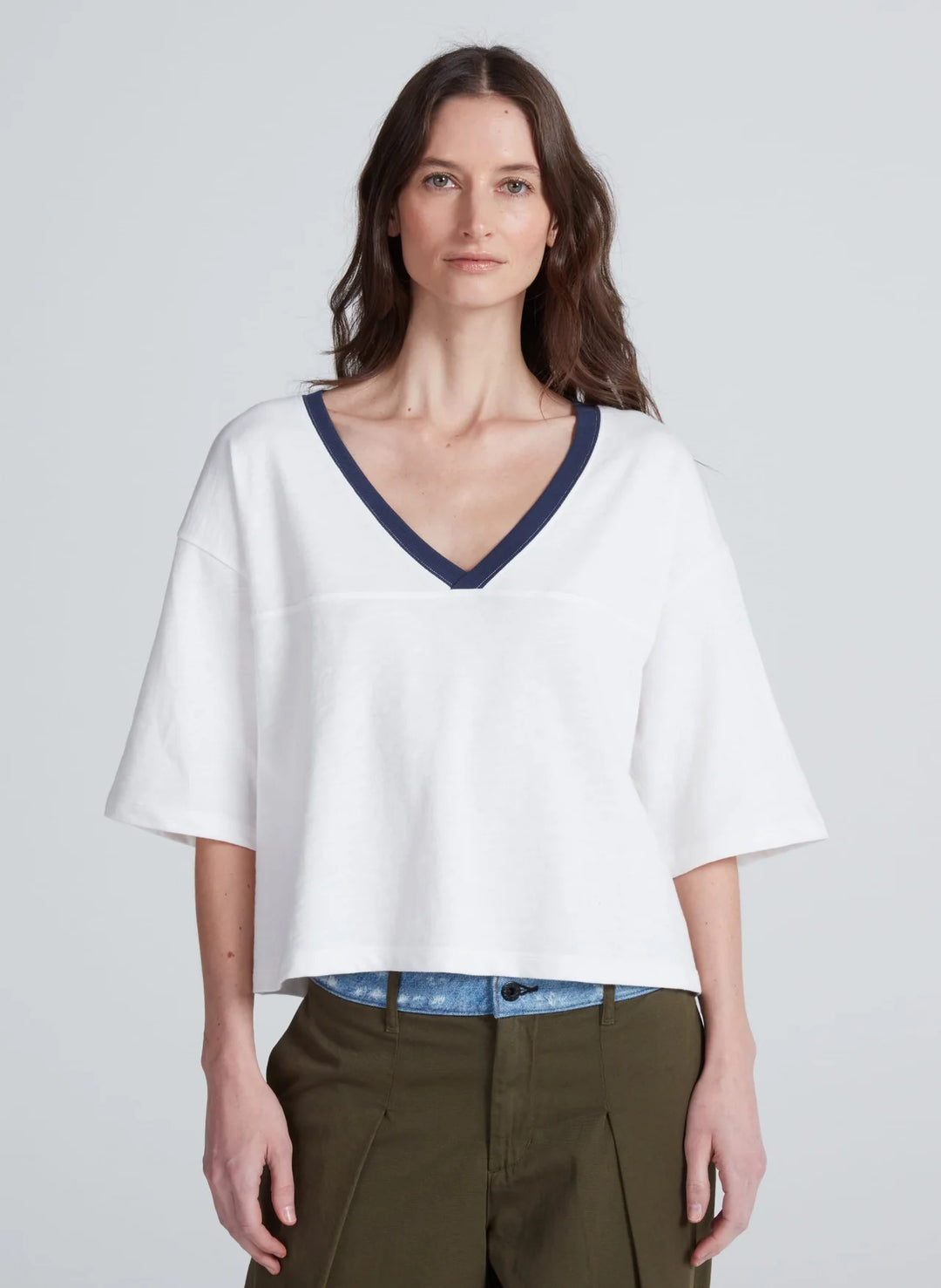 Football Tee - Natural/Navy