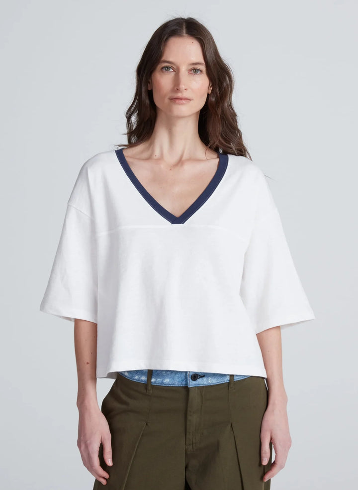 Football Tee - Natural/Navy