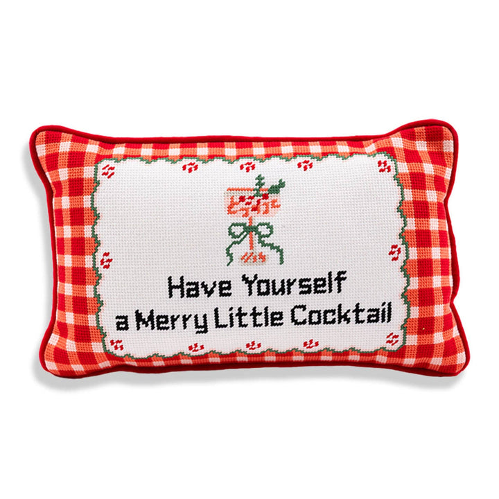 Merry Little Cocktail Needlepoint Pillow