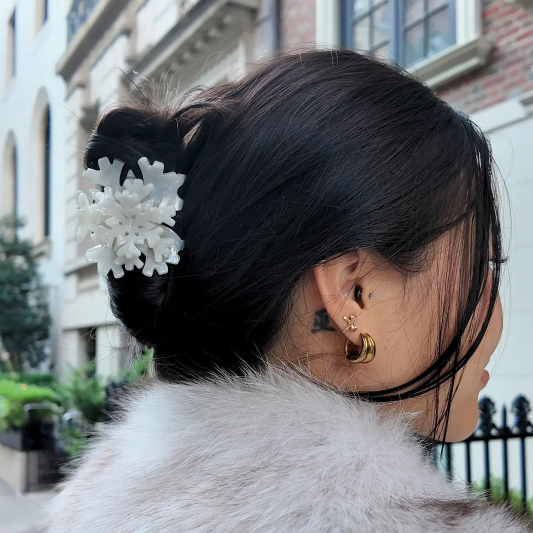 Hand-Painted Hair Claw Clip - Origami Snowflake