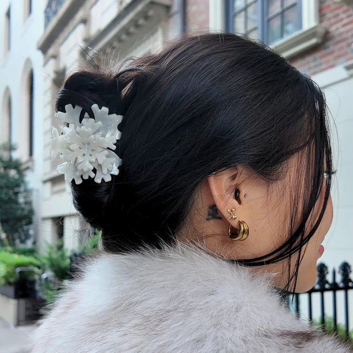 Hand-Painted Hair Claw Clip - Origami Snowflake